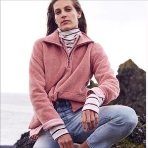 🔥Madewell salmon fleece quarter zip popover jacket. Medium
